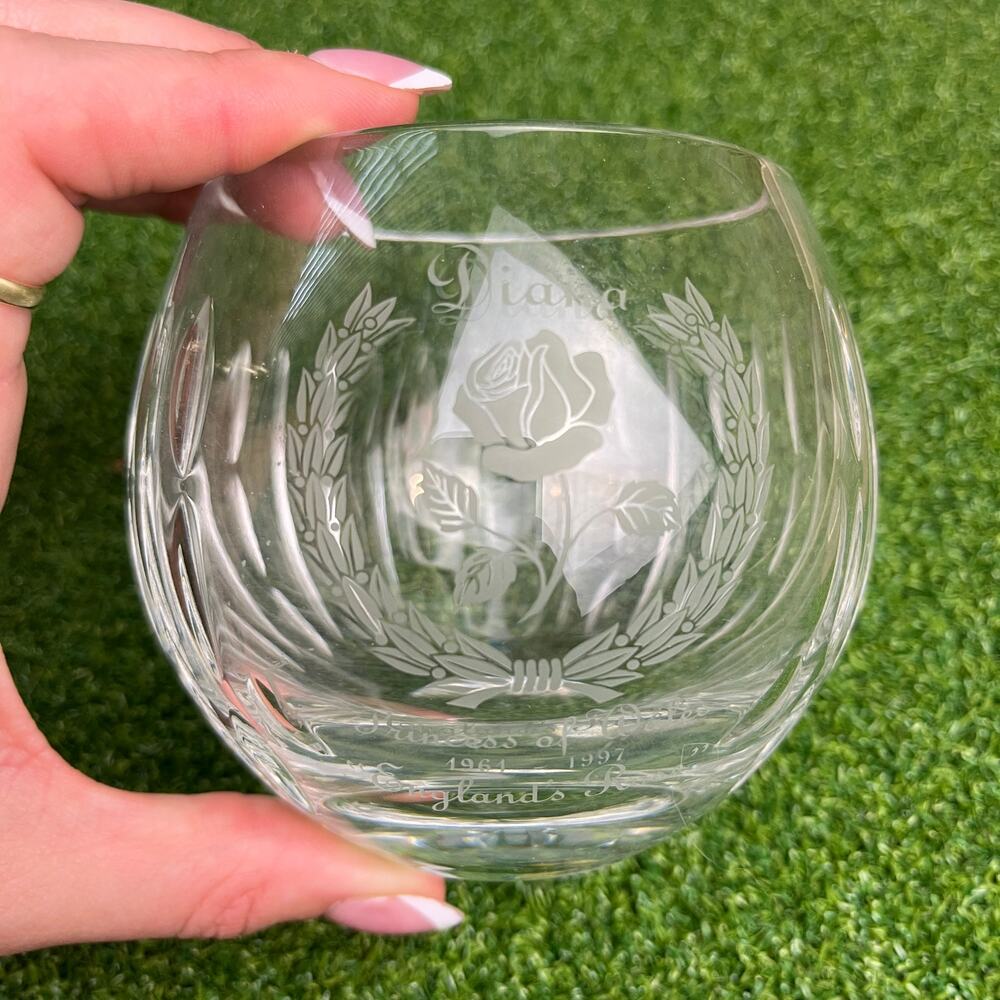 Vintage 1991 Princess Diana Commemorative Signed Stuart Crystal Rose Bowl Lot